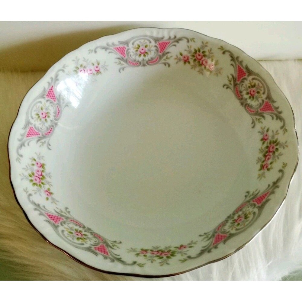 Vintage Style House Serving Bowl Fine China Pompadour Porcelain VGUC